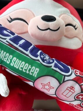 Zuru Amy snackles Christmas Red large Plush Sloth Holding mentos plushie